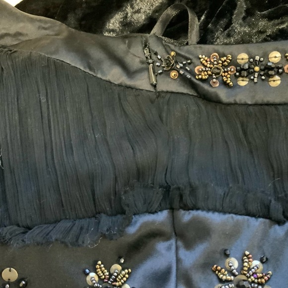 Sue Wong Nocturne Black Velvet Silk Crepe Beaded Halter Dress sz 10 - Picture 9 of 12